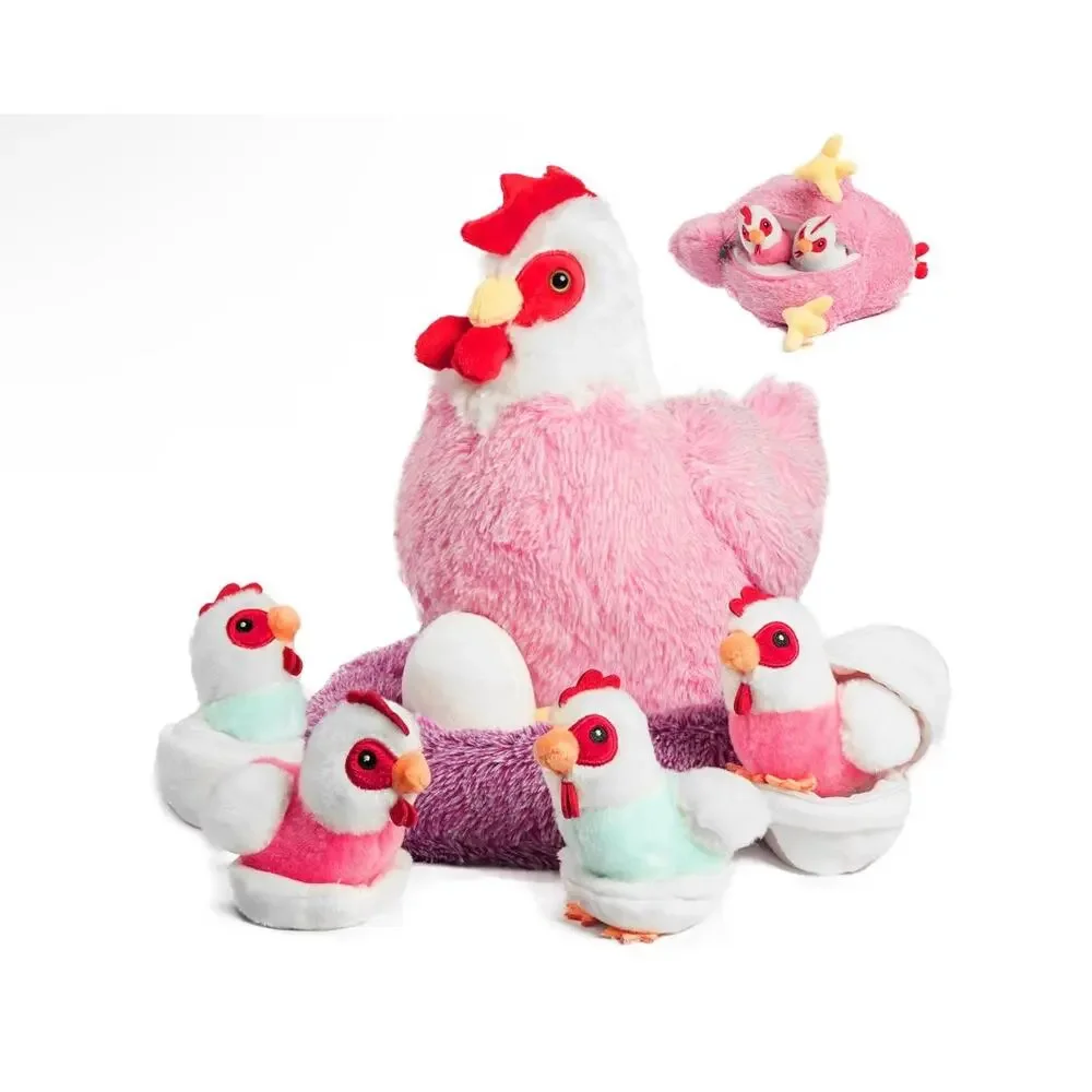9-in-1 Plush Hen & Chicks Playset with Nest (Egg Laying Stuffed Animal Set)